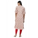 Generic Women's Khadi PrintedA Line Kurti (Cream, Khadi)