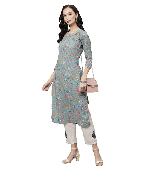 Generic Women's Cotton Printed Straight Kurti (Multicolor, Cotton)