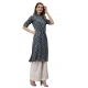 Generic Women's Cotton Printed Straight Kurti (Navy Blue, Cotton)