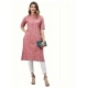 Generic Women's Cotton Printed Straight Fit Kurti (Pink, Cotton)