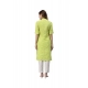 Generic Women's Cotton Printed Straight Kurti (Yellow, Green, Cotton)
