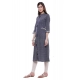 Generic Women's Cotton Printed Straight Kurti (Grey, Cotton)