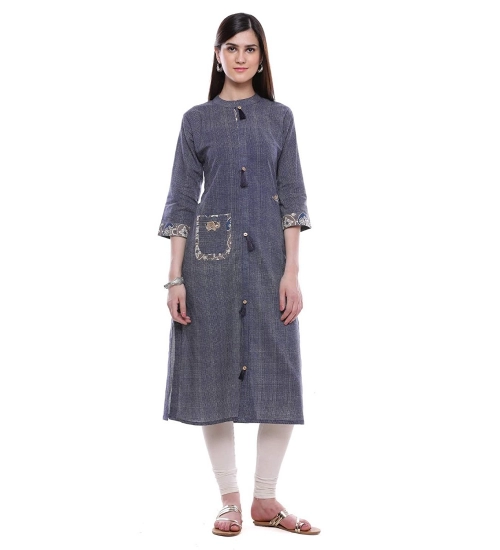 Generic Women's Cotton Printed Straight Kurti (Grey, Cotton)
