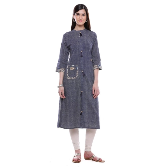 Generic Women's Cotton Printed Straight Kurti (Grey, Cotton)