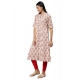 Generic Women's Khadi PrintedA Line Kurti (Cream, Khadi)