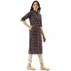 Generic Women's Cotton Printed Solid Kurti (Blue, Cotton)