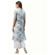 Generic Women's Cotton Printed A Line Kurti (Off White, Cotton)