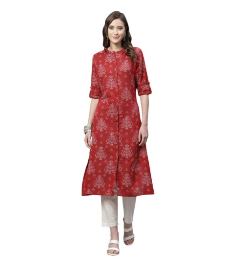 Generic Women's Cotton Printed Flex Kurti (Maroon, Cotton)