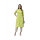 Generic Women's Cotton Printed Straight Kurti (Yellow, Green, Cotton)