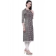 Generic Women's Cotton Printed A Line Kurti  (Brown, Cotton)
