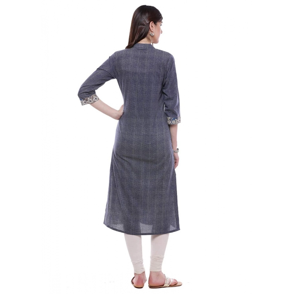 Generic Women's Cotton Printed Straight Kurti (Grey, Cotton)