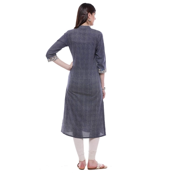 Generic Women's Cotton Printed Straight Kurti (Grey, Cotton)