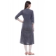 Generic Women's Cotton Printed Straight Kurti (Grey, Cotton)