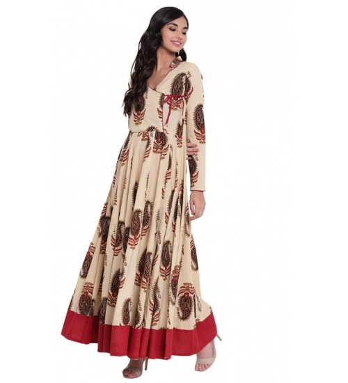 Generic Women's Cotton Printed Angrakha Kurti (Cream, Cotton) Generic Women's Cotton Printed Angrakha Kurti (Cream, Cotton)