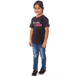 Generic Girls Cotton Drama Queen Half Sleeve TShirt (Black)