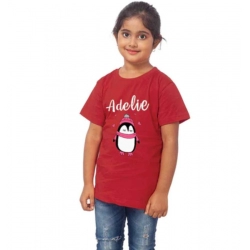 Generic Girls Cotton Adelie Half Sleeve TShirt (Maroon)