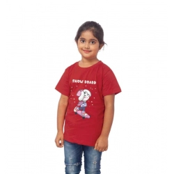Generic Girls Cotton Snow Board Half Sleeve TShirt (Maroon)