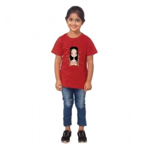 Generic Girls Cotton Tribal Half Sleeve TShirt (Maroon)