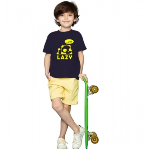 Generic Boys Cotton Lazy Half Sleeve TShirt (Black)
