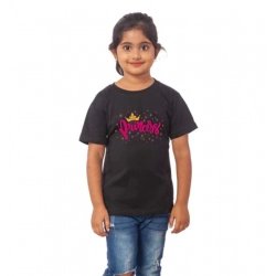 Generic Girls Cotton Princess Half Sleeve TShirt (Black) Generic Girls Cotton Princess Half Sleeve TShirt (Black)