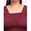 Generic Women's Crepe Solid Knee Length Fit and Flare Dress (Maroon)