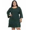 Generic Women's Crepe Solid Knee Length Fit and Flare Dress (Green)
