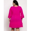 Generic Women's Crepe Solid Knee Length Fit and Flare Dress (Pink)