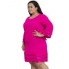 Generic Women's Crepe Solid Knee Length Fit and Flare Dress (Pink)