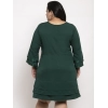 Generic Women's Crepe Solid Knee Length Fit and Flare Dress (Green)
