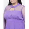 Generic Women's Crepe Solid Knee Length Fit and Flare Dress (Purple)