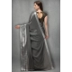 Generic Women's Satin Silk Saree with Blouse (Grey, 5-6 Mtrs)