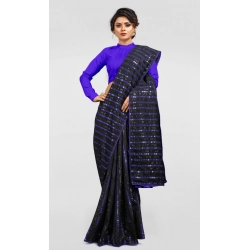 Generic Women's Vichitra Saree with Blouse (Blue, 5-6 Mtrs)