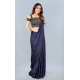 Generic Women's Satin Silk Saree with Blouse (Blue, 5-6 Mtrs)