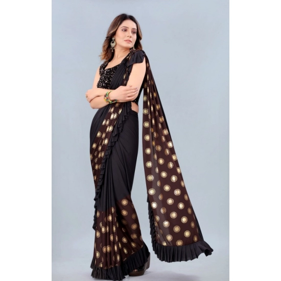 Generic Women's Lycra Blend Saree with Blouse (Coffee, 5-6 Mtrs) Generic Women's Lycra Blend Saree with Blouse (Coffee, 5-6 Mtrs)