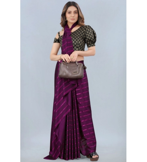 Generic Women's Satin Silk Saree with Blouse (Purple, 5-6 Mtrs)