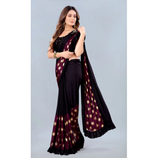 Generic Women's Lycra Blend Saree with Blouse (Wine, 5-6 Mtrs) Generic Women's Lycra Blend Saree with Blouse (Wine, 5-6 Mtrs)