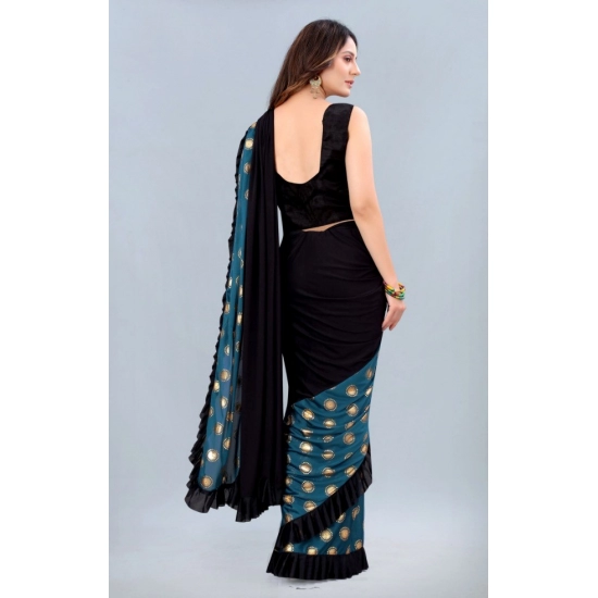 Generic Women's Lycra Blend Saree with Blouse (Rama, 5-6 Mtrs)