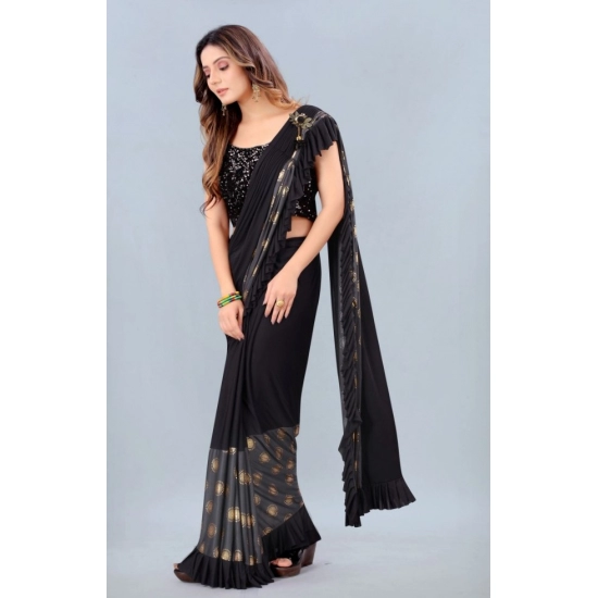 Generic Women's Lycra Blend Saree with Blouse (Grey, 5-6 Mtrs) Generic Women's Lycra Blend Saree with Blouse (Grey, 5-6 Mtrs)