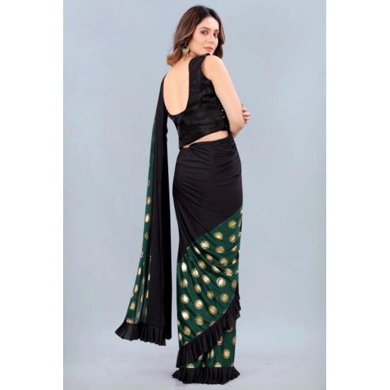 Generic Women's Lycra Blend Saree with Blouse (Green, 5-6 Mtrs) Generic Women's Lycra Blend Saree with Blouse (Green, 5-6 Mtrs)