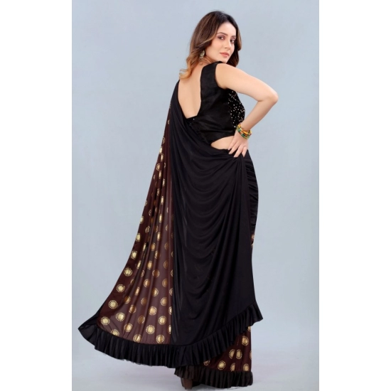 Generic Women's Lycra Blend Saree with Blouse (Coffee, 5-6 Mtrs) Generic Women's Lycra Blend Saree with Blouse (Coffee, 5-6 Mtrs)