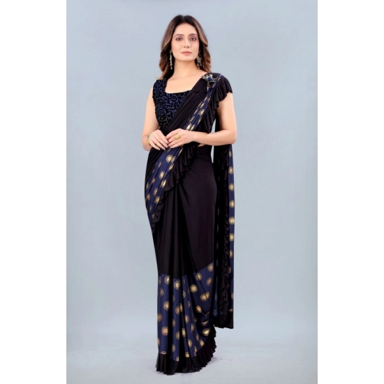 Generic Women's Lycra Blend Saree with Blouse (Blue, 5-6 Mtrs) Generic Women's Lycra Blend Saree with Blouse (Blue, 5-6 Mtrs)