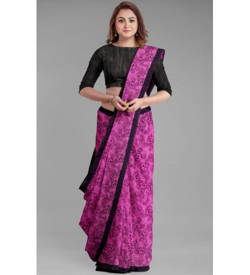 Generic Women's Super Line Saree with Blouse (Pink, 5-6 Mtrs)