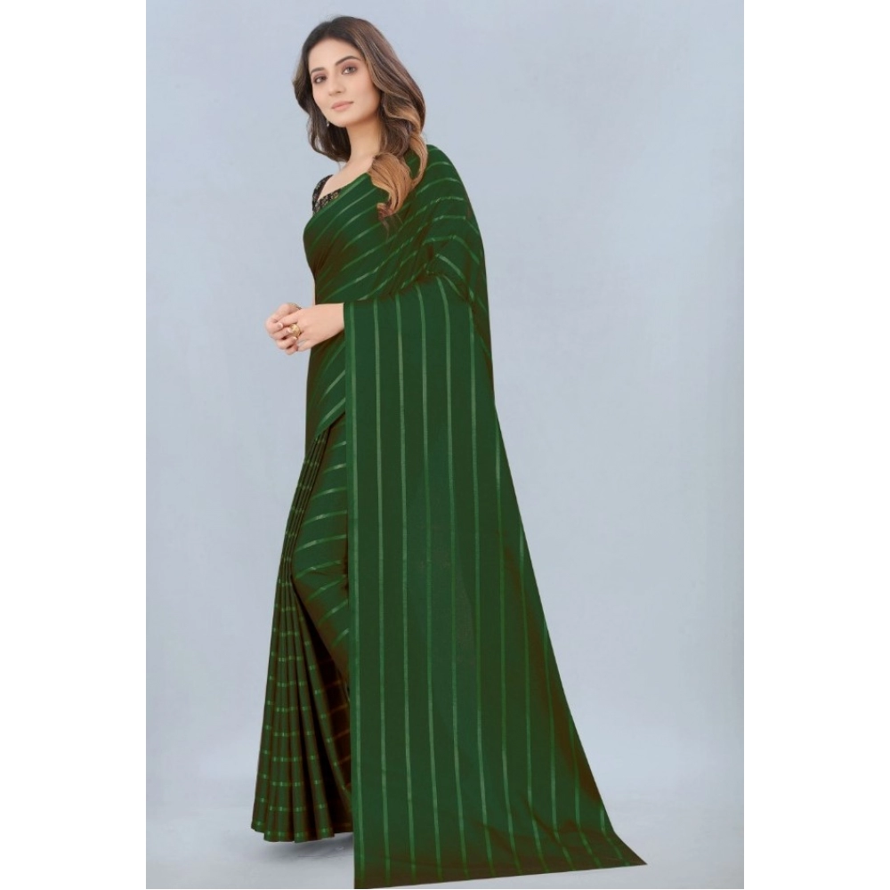 Generic Women's Satin Silk Saree with Blouse (Green, 5-6 Mtrs)