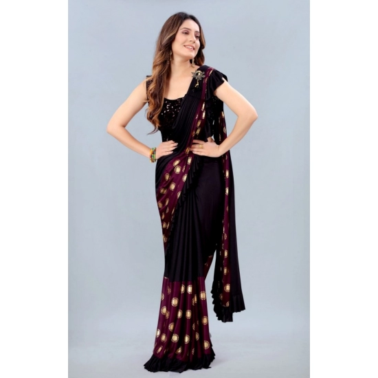Generic Women's Lycra Blend Saree with Blouse (Wine, 5-6 Mtrs) Generic Women's Lycra Blend Saree with Blouse (Wine, 5-6 Mtrs)