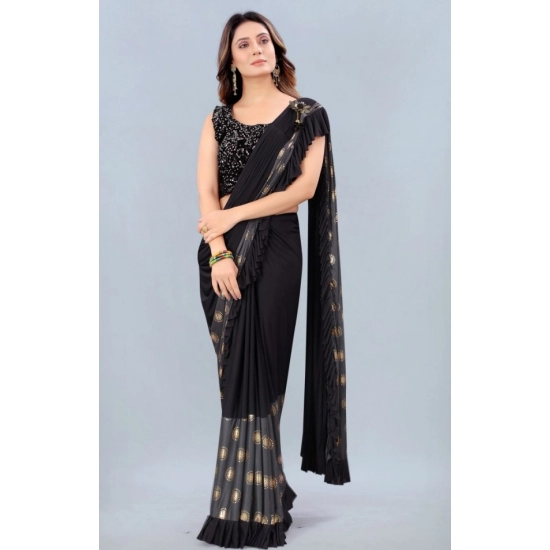 Generic Women's Lycra Blend Saree with Blouse (Grey, 5-6 Mtrs) Generic Women's Lycra Blend Saree with Blouse (Grey, 5-6 Mtrs)