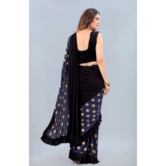 Generic Women's Lycra Blend Saree with Blouse (Blue, 5-6 Mtrs) Generic Women's Lycra Blend Saree with Blouse (Blue, 5-6 Mtrs)