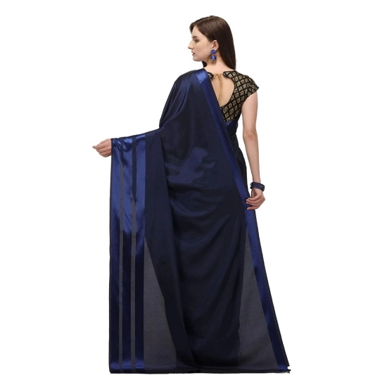 Generic Women's Satin Silk Saree with Blouse (Blue, 5-6 Mtrs) Generic Women's Satin Silk Saree with Blouse (Blue, 5-6 Mtrs)