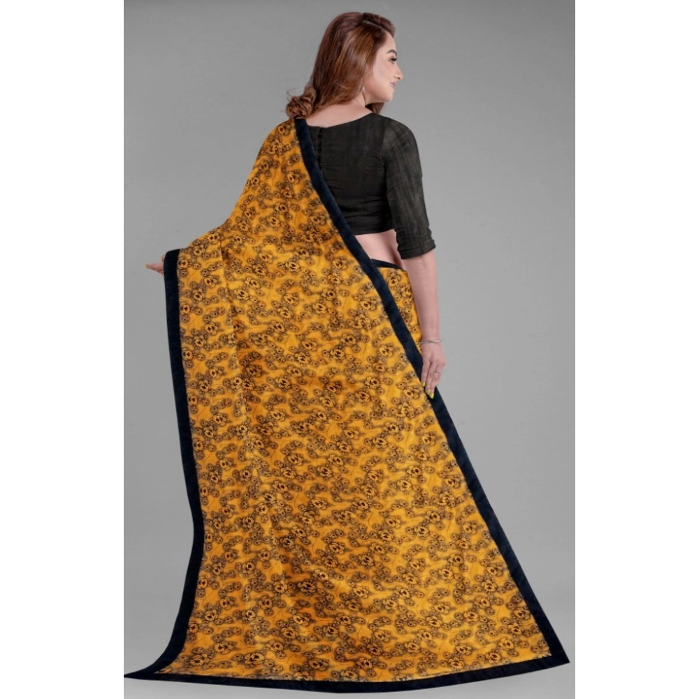 Generic Women's Super Line Saree with Blouse (Orange, 5-6 Mtrs)