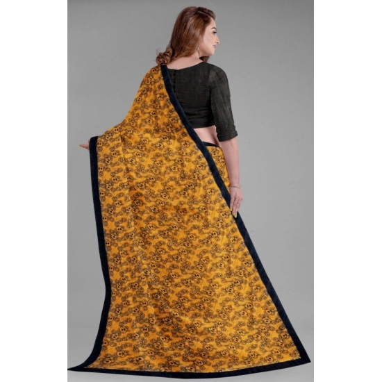 Generic Women's Super Line Saree with Blouse (Orange, 5-6 Mtrs)