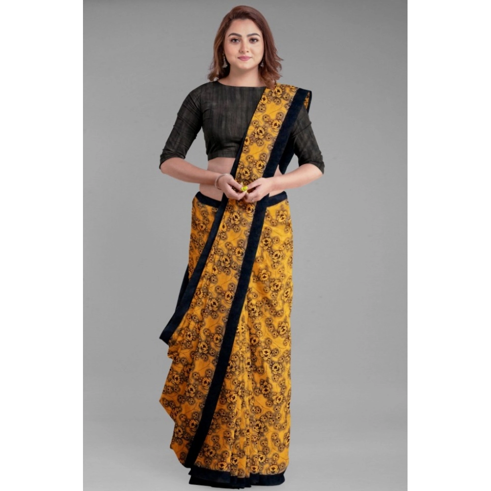 Generic Women's Super Line Saree with Blouse (Orange, 5-6 Mtrs)